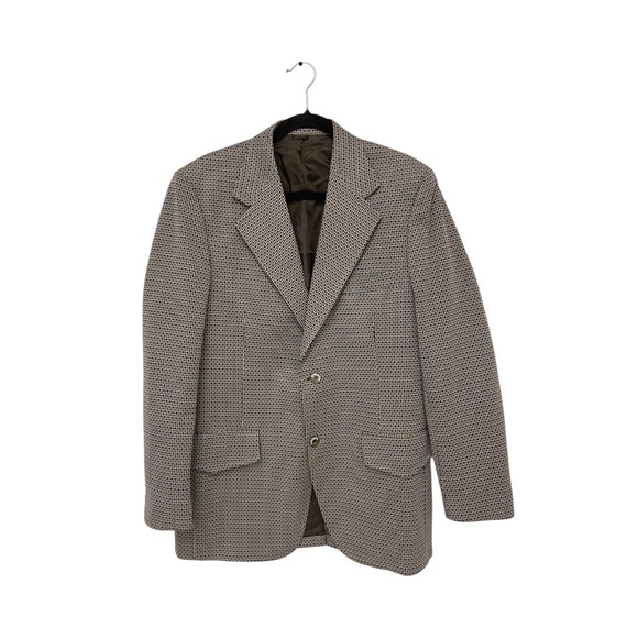 Towncraft JC Penny Houndstooth 2 Button Sport‎ Coat Blazer Vintage 42 Blue Rust - Picture 1 of 15